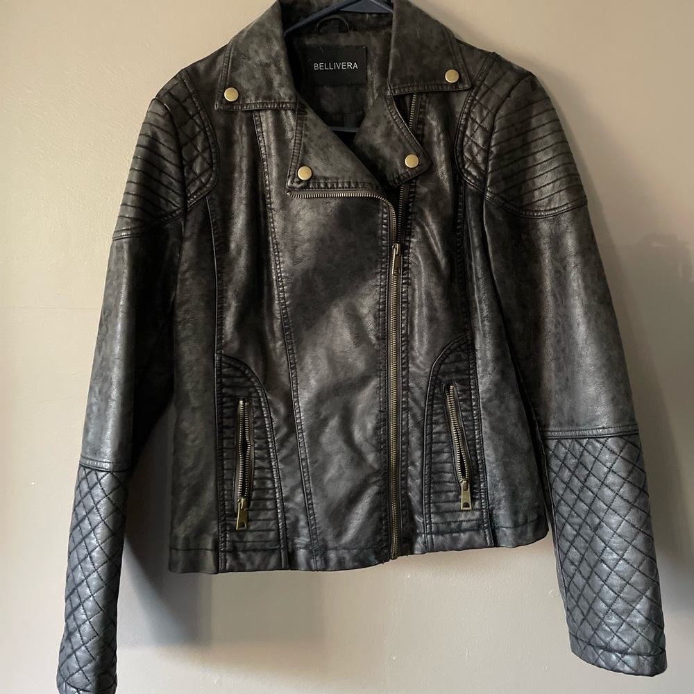 Bellivera Womens Faux Leather black retro jacket
